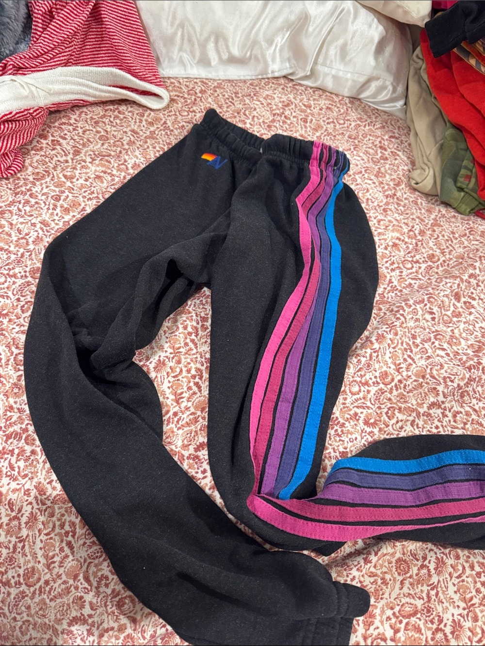 Aviator nation black stripe joggers